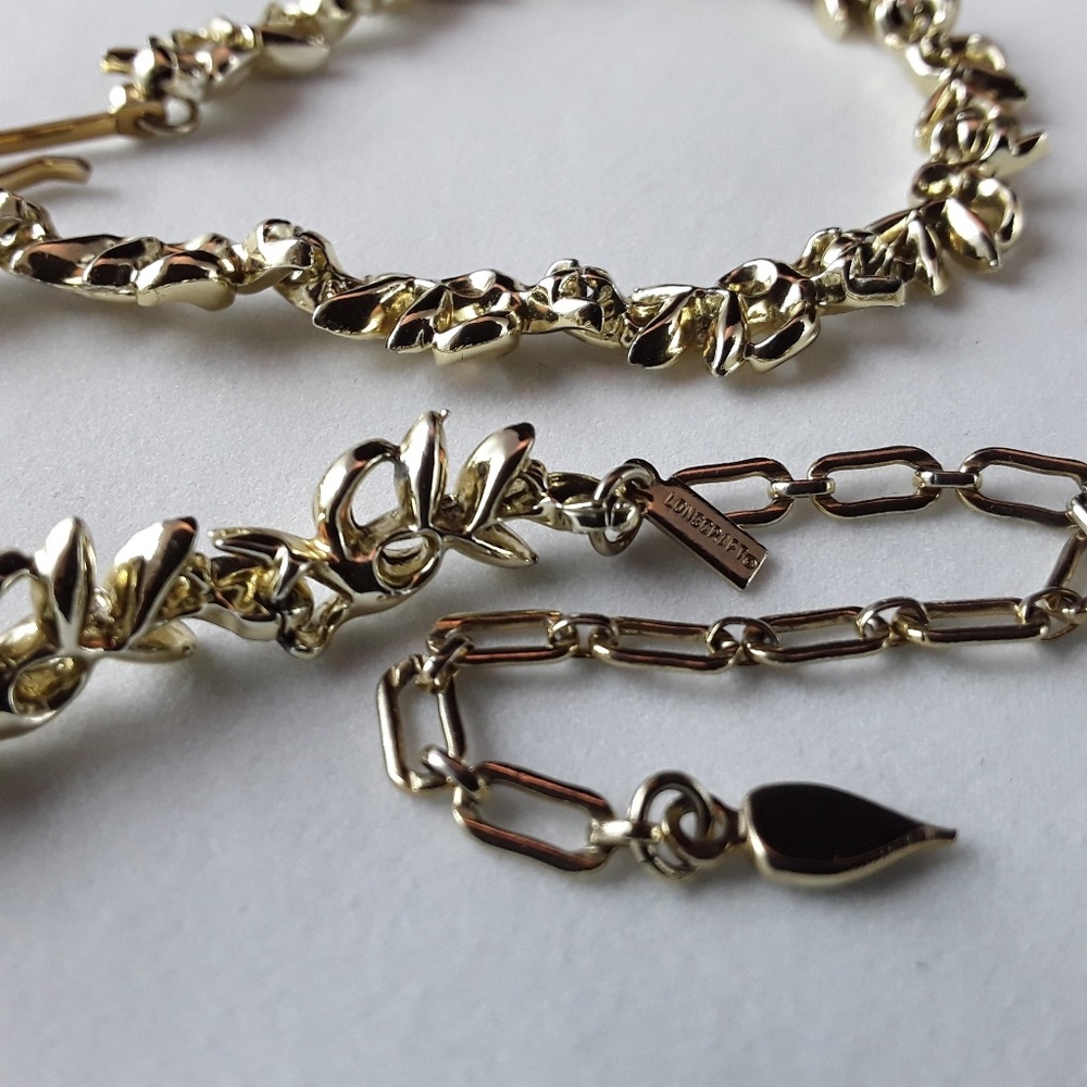 Vintage Signed Longcraft Gold Tone Leaf Necklace - Picture 3 of 4
